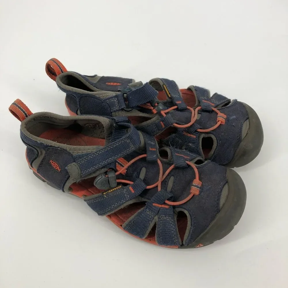 Keen Sandals Boys Size‎ 3 Navy Blue Orange Waterproof